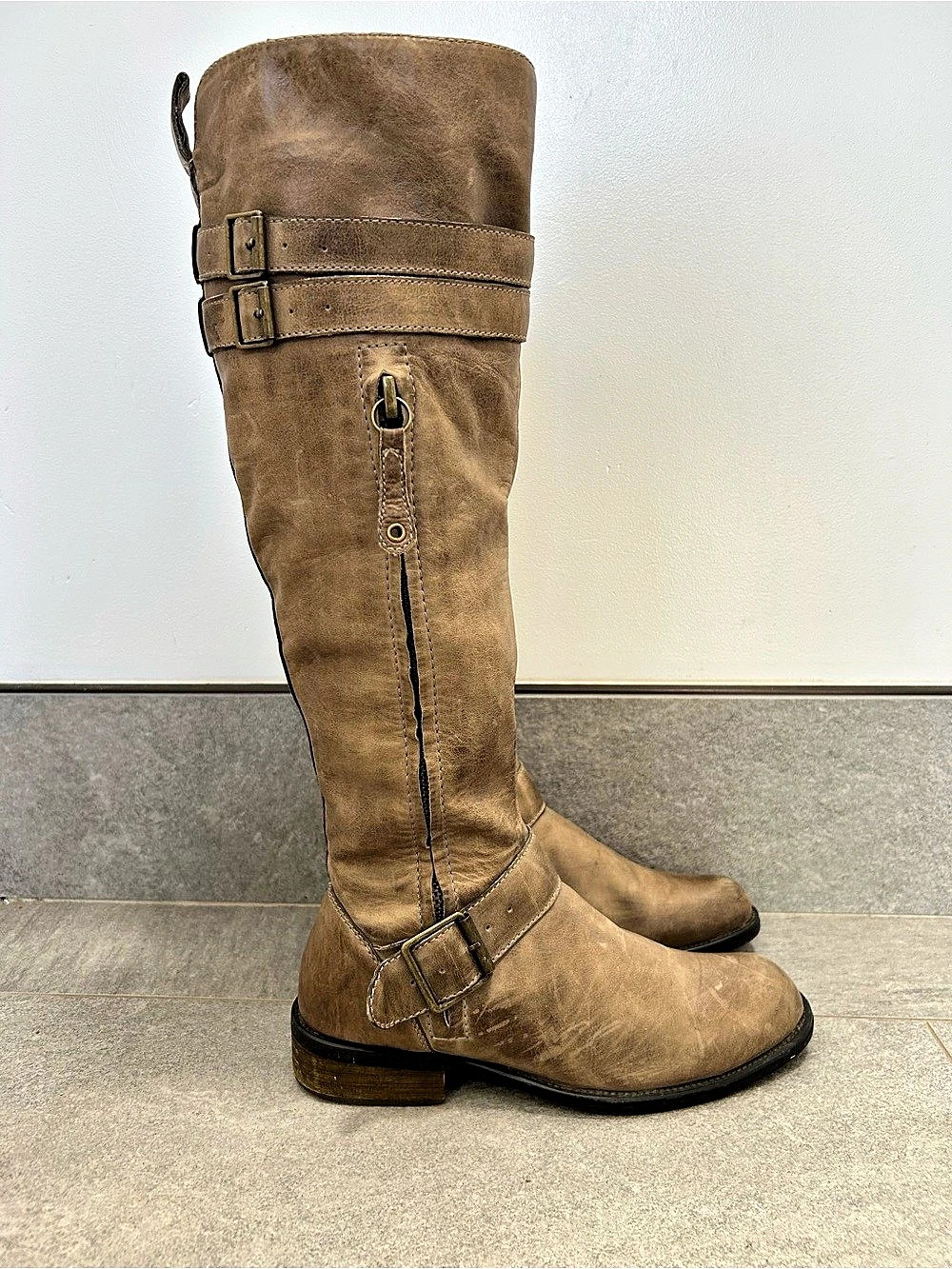 MIZ MOoz Kellen Over-the-Knee Leather Boots in Brown size 7